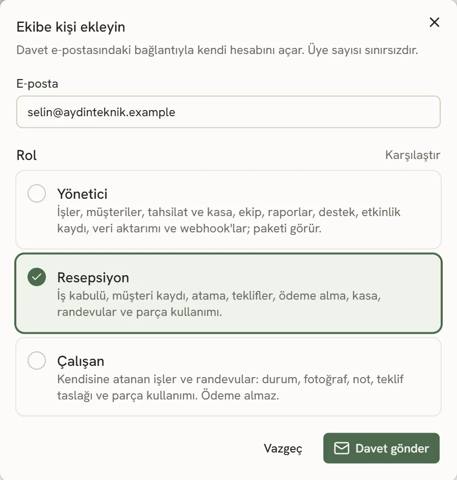 Uygulamadan ekran görüntüsü