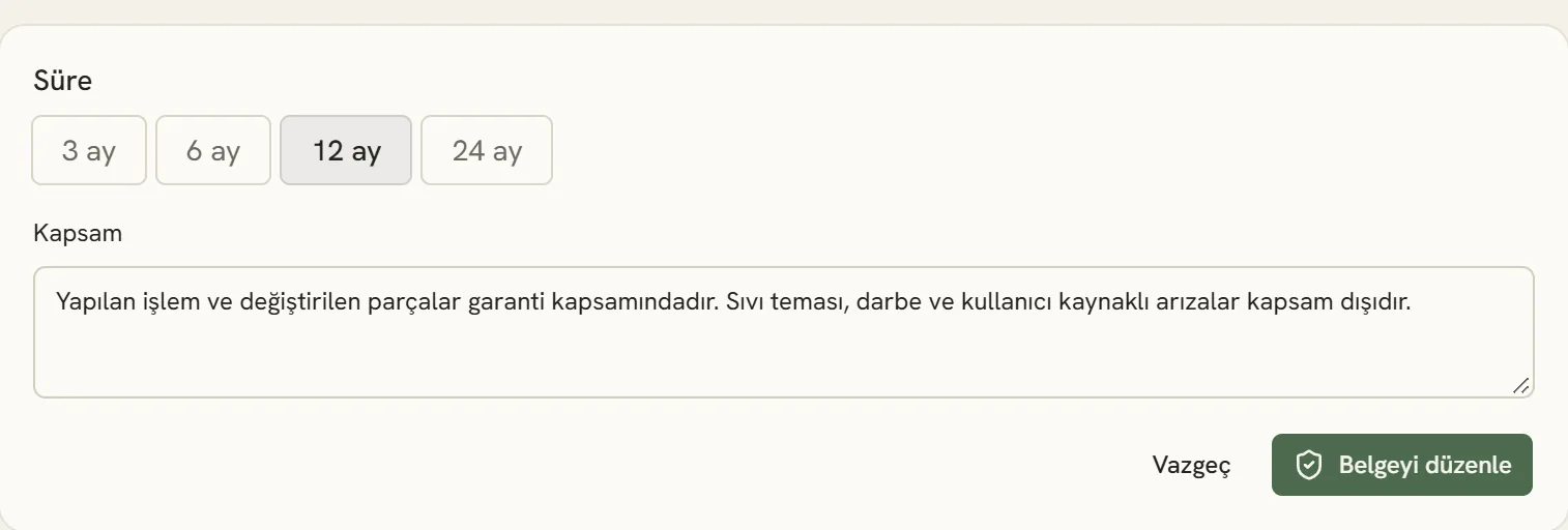 Uygulamadan ekran görüntüsü